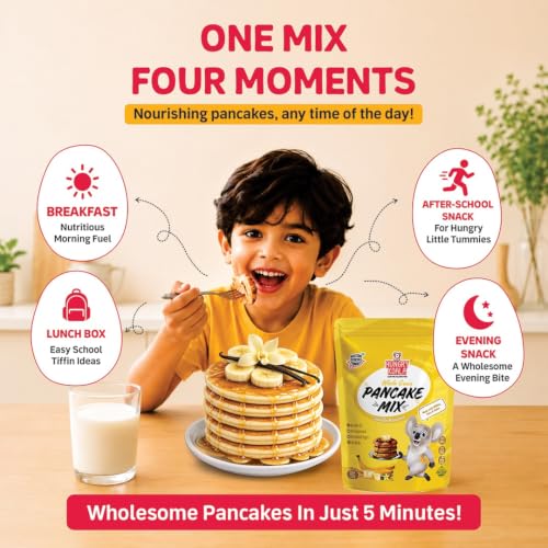 Image of Hungry Koala Vanilla & Banana Pancake Mix | No Maida | Instant Breakfast Mix made with Oats and Jowar | Healthy Breakfast for Kids & Adults | Gluten Free, High Sprouted Protein, Low Carbs, Eggless 200 Gm - Pack of 1