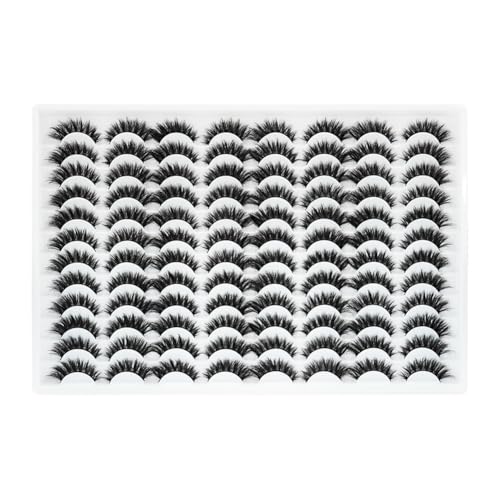 Azenlo False Eyelashes 48 Pairs Faux Mink Lashes 10-18mm Wispy Lashes 3D Fluffy Cat Eye Lashes Pack Bulk Wholesale Strip Long Lashes(style 48-036)