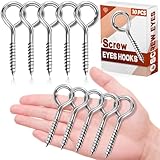 FFWHKON 10 Stück Ösenhaken, 6,3 cm, Edelstahl, strapazierfähig, rost- und korrosionsbeständig, sicher für den Innen- und Außenbereich, 90 kg Kapazität