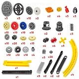 BrickBounty 235 Pcs Technical-Part Compatible with Technic Building Block Set, Gears axles Beams turbines Pulleys and pins, MOC Replacement Kit for Technical Building Blocks