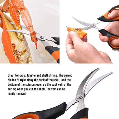 4-Person Seafood Tools Set includes 2 Crab Crackers, 4 Lobster Shellers, 4 Crab Leg Forks/Picks and 1 Seafood Scissors - Nut Cracker Set - Image 5