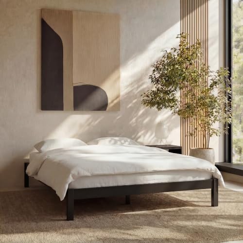 Image of LIFEMENT Full Bed Frame Classic Wood Platform, Noise Free, Under Bed Storage, No Box Spring Needed, Easy Assembly, Black