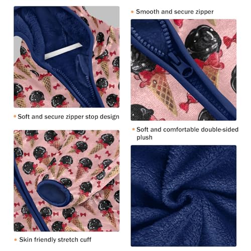 Ice Cream Bow Boys Fleece Coat,Children's Zip-Up Hoodie Jacket,Baby Warm Fashion Outerwear 3-10T,A1133683