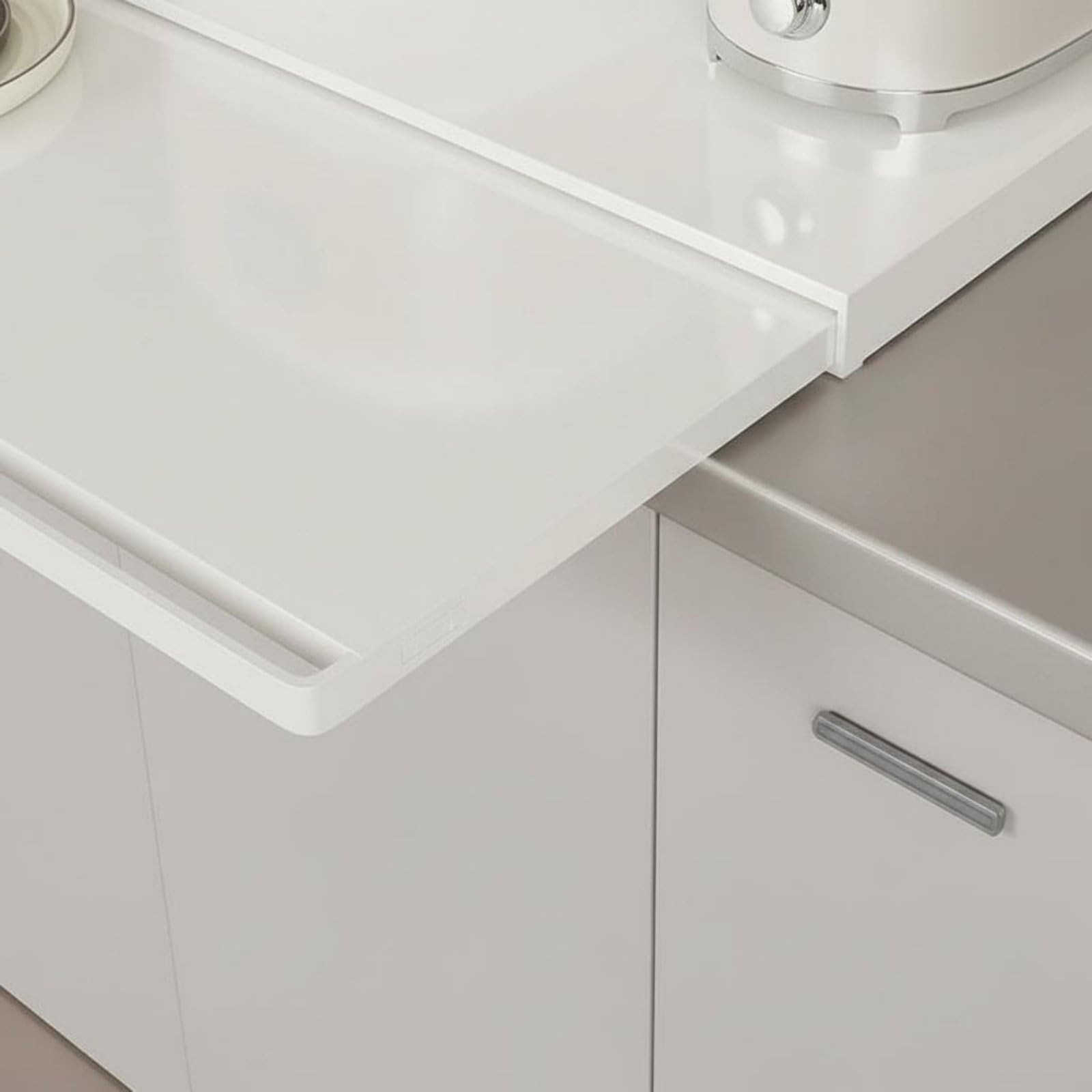 Milageto Scaffale da Cucina Ripiano Estraibile Mensola Contenitore Organizer Vassoio Scorrevole in Acciaio al Carbonio Salvaspazio per Elettrodomestici Pesanti, Nero