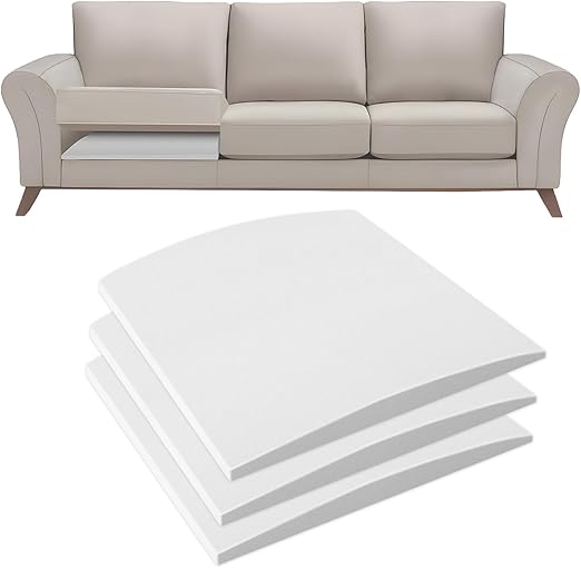 Couch Cushion Support for Sagging Seat - 20" x 20" High-Density Curved Foam Sofa Cushion Support Board, Couch Supporter for Under The Cushions, White Set of 3