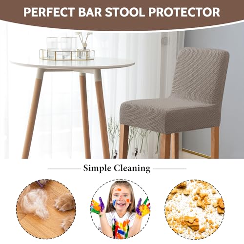 Image of FUANGUI Bar Stool Covers Set of 2, Stretch Bar Stool Seat Covers | Washable Removable Bar Chair Covers with Backs Slipcovers, Bar Chair Covers Square for Kitchen Dining Room Cafe