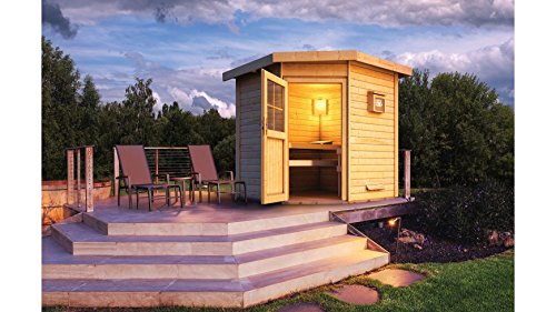 Preisvergleich Produktbild KARIBU Saunahaus Torge Eck, B / T / H: 196 / 196 / 226 cm, 38 mm, 9-KW-Ofen mit int. Steuerung ohne Ofen