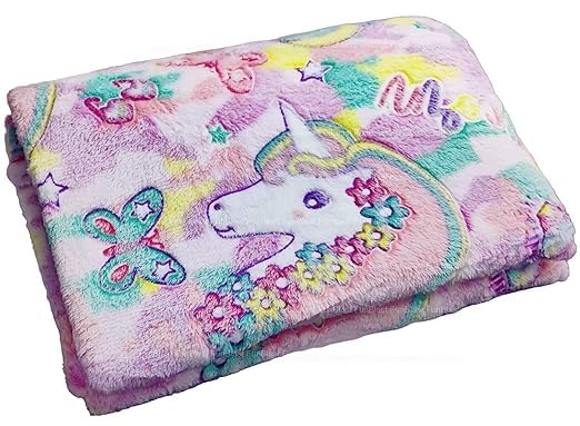 Magic Glow in The Dark Blanket (Big Size) Glow in The Dark Radium Blanket for Kids Super Soft & Warm Glowing Blanket for Toddler All Seasons Baby Blanket (Size 4 * 6 FEET) (Pink Unicorn)
