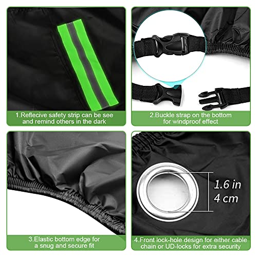 BNGXR Bâche de protection pour moto 190T - Imperméable - Avec trous de serrure - Coupe-vent - Résistant aux UV - 245 x 105 x 125 cm - Image 6