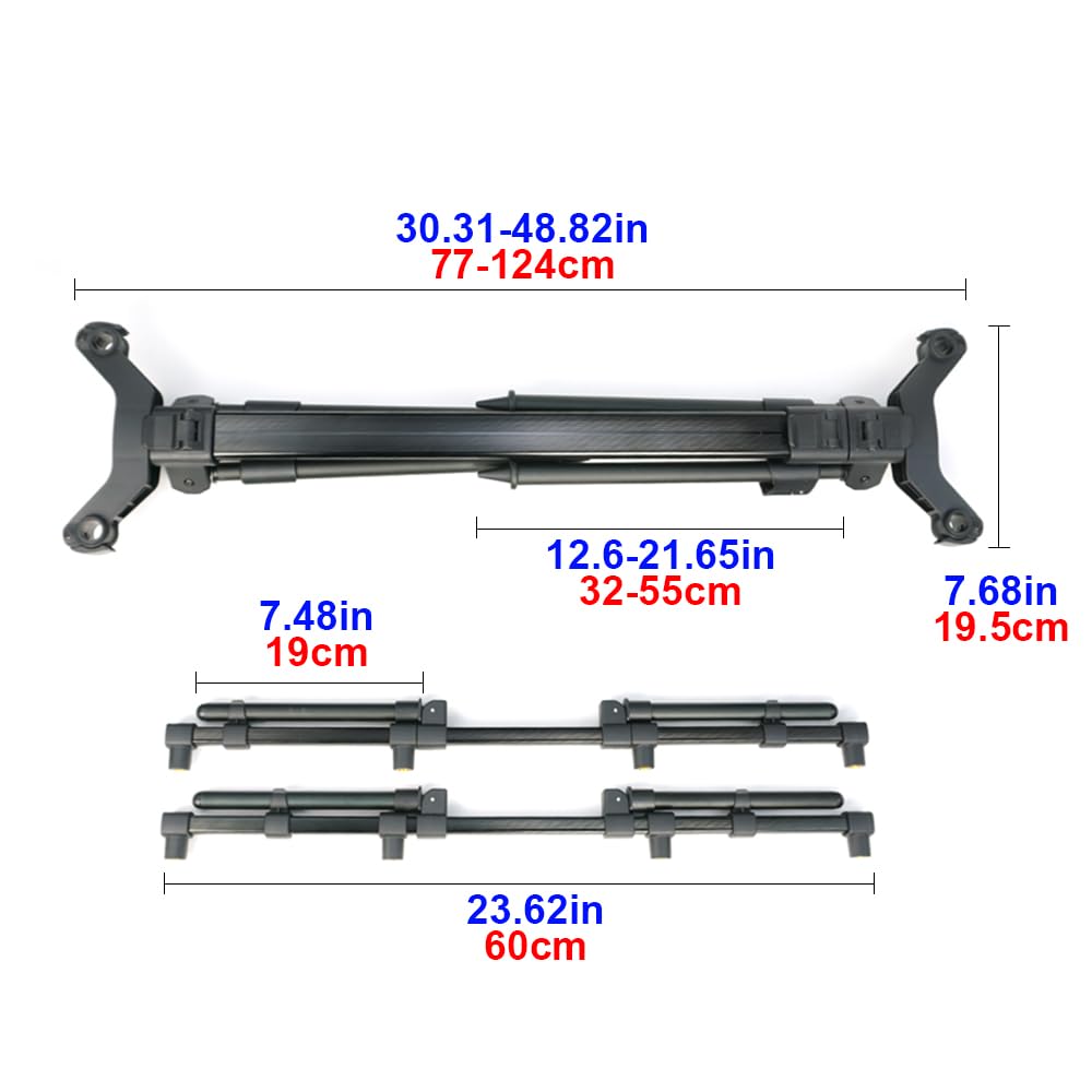 Support de canne à pêche Rod Pod pour 4 cannes - Support de pêche en aluminium avec sac de transport pour la pêche à la carpe