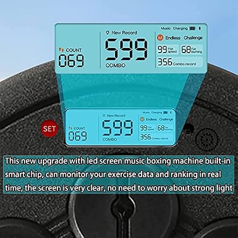 Wall Mounted Electronic Boxing Machine with LCD Screen, Bluetooth APP Data Tracking, Smart Punch Force Tester for Home Gym Workouts