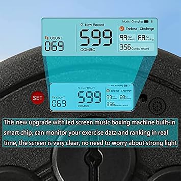 Wall Mounted Electronic Boxing Machine with LCD Screen, Bluetooth APP Data Tracking, Smart Punch Force Tester for Home Gym Workouts