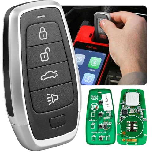 Autel Original Llave Ciega IKEYAT004CL, 2025 Llave Repuesto Universal Programable Coche, 4 Botone, Compatible con 700+ Vehículos, Aprendizaje OBD, Doble Banda, Control Remoto 40M, Compatible con KM100