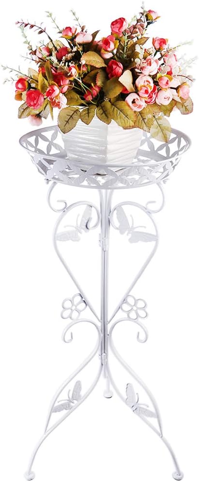 ReallyPow Floor Plant Pot Stand Plant Rack Multi-Function Iron Art Flowerpot Base Holder Rack for Balcony Living Room Decor (White)