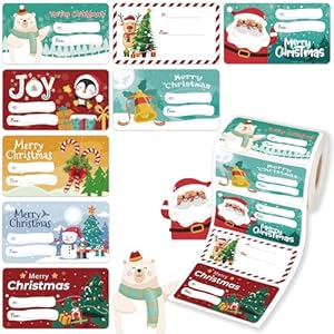 500 etiquetas de regalo de Navidad, calcomanías de Papá Noel, autoadhesivas, caricaturas, Navidad, festival, decoración de vacaciones (nuevo)