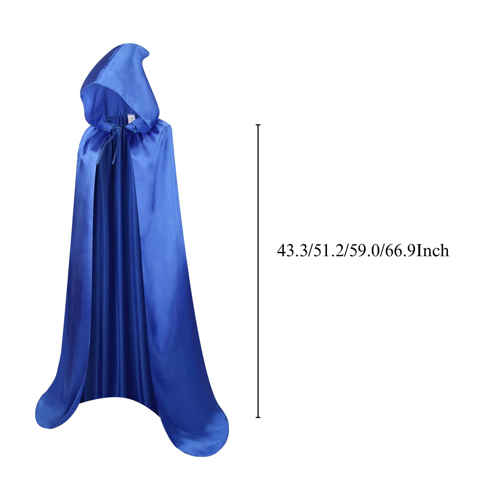 RRCBMD Adult Satin Hooded Cloak Unisex Long Blue Cape with hood Ponchos Women Men Halloween Cosplay Cloak Costume 43.3Inch - Image 3