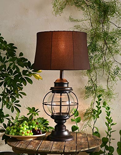 Kenroy Home 037 Hatteras Table Lamps, Large, Gilded Copper with Seeded Glass - Image 4