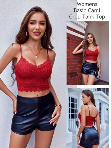 Image of Avidlove Lace Bralette for Women Spaghetti Strap Tank Top V Neck Slim Basic Camisoles