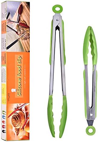 TTLIFE BBQ Tong Sets Grill Tongs Stainless Steel Silicone Kitchen Tongs 2 Pack (9-Inch & 12-Inch) 9"&12" (colorful)
