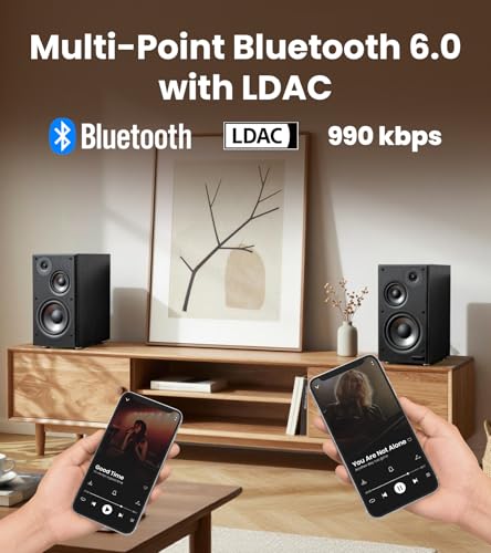 Image of Edifier R2750DB MKII Powered Bookshelf Speakers, 144W 3-Way Active Studio Monitor with Sub Out, Hi-Res Audio, Bluetooth 6.0 with LDAC, HDMI /Optical /Coaxial for Turntable, PC, Home Audio - Black