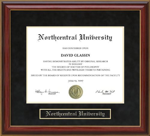 Wordyisms Northcentral University (NCU) Mahogany Diploma Frame