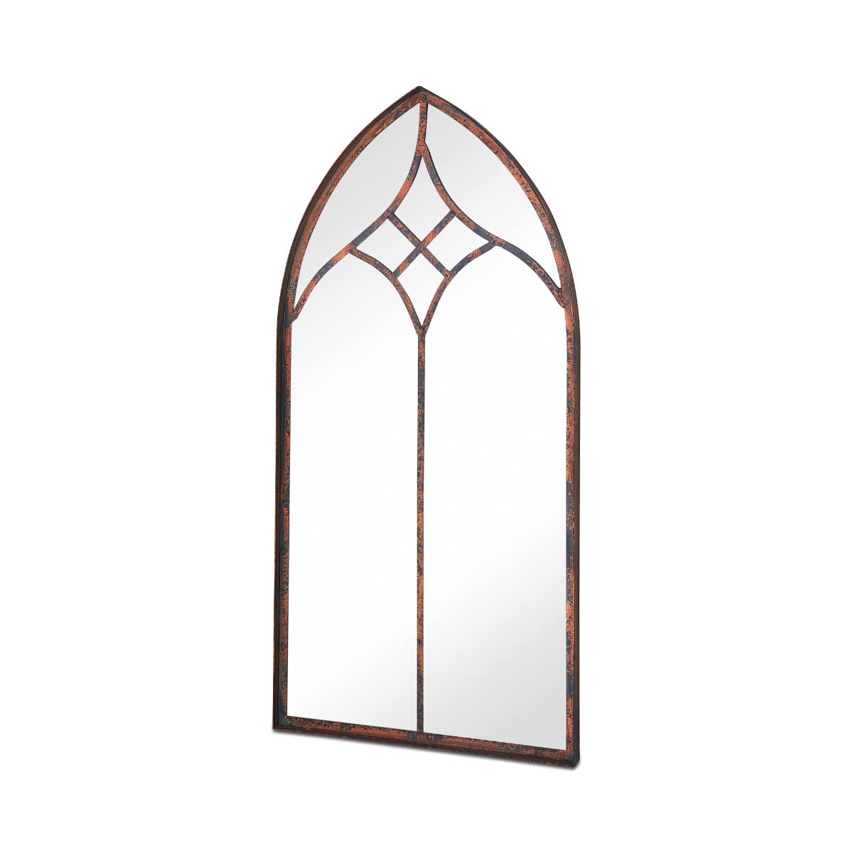 Metal Rustic Large Arched Garden Mirror Church WIndow Effect 100cm X 49cm Rus...