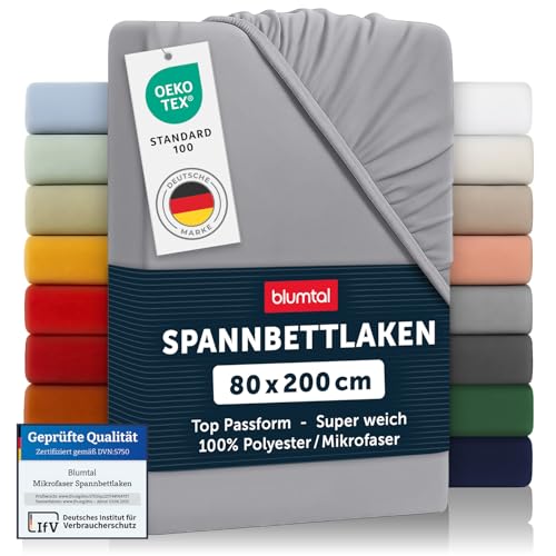 Blumtal® Spannbettlaken 80x200 cm - Spannbettlaken Microfaser - Oekotex zertifiziertes Bettlaken 80x200 cm - Spannbettlaken 80x200 cm -...