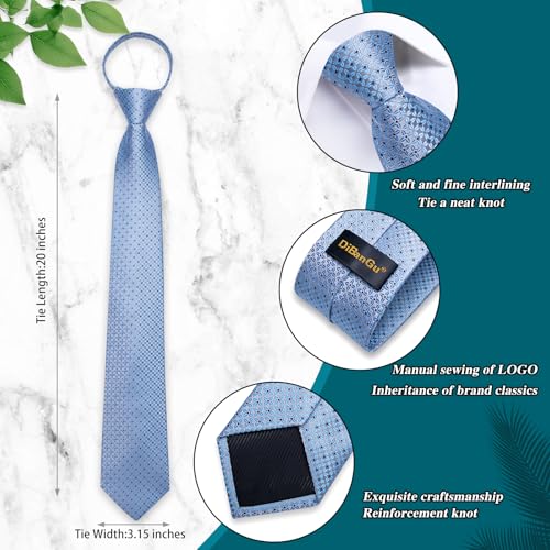 Image of DiBanGu Mens Zipper Tie Silk Pre-Tied Necktie with Gift Box