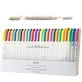25 colors highlighter pens,mild Color Double-Sided Highlighter Pens, 25 Full Color Set(Standard 15 Color + New 10 Color)