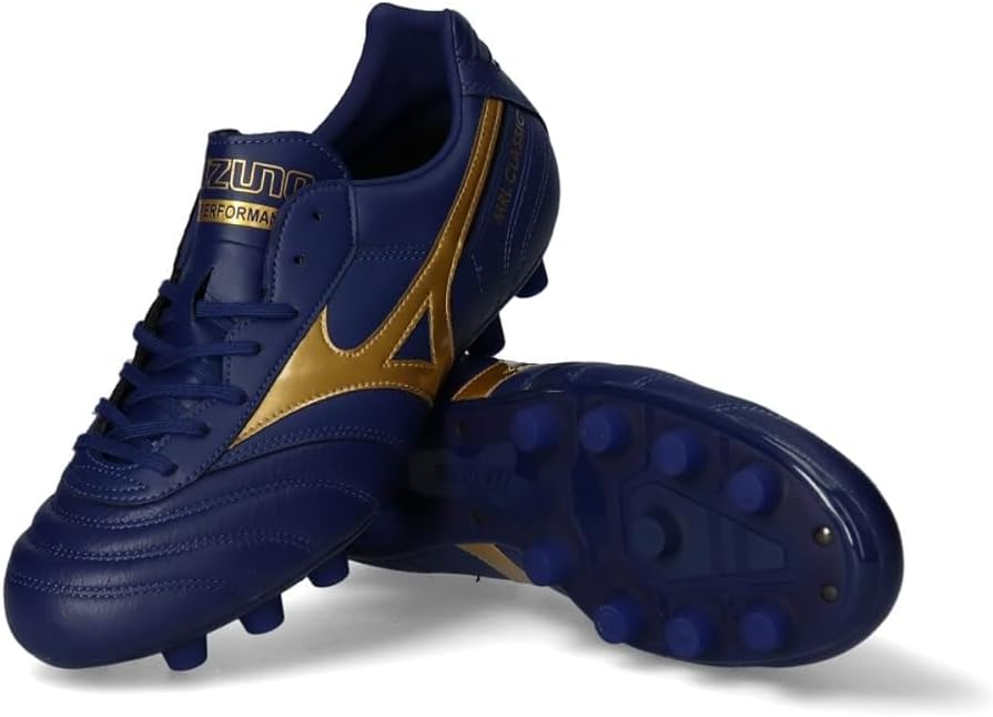 MizunoP1GA191550 More Classic MD Soccer Shoes for Men, Size 10 UK, Blue Navy/Gold