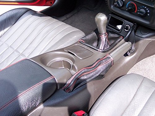 RedlineGoods armrest Cover Compatible with Chevrolet Camaro 1993-96. Tailor Made - not Universal. Genuine top-Grade Italian Black Suede (Alcantara) with Red Thread