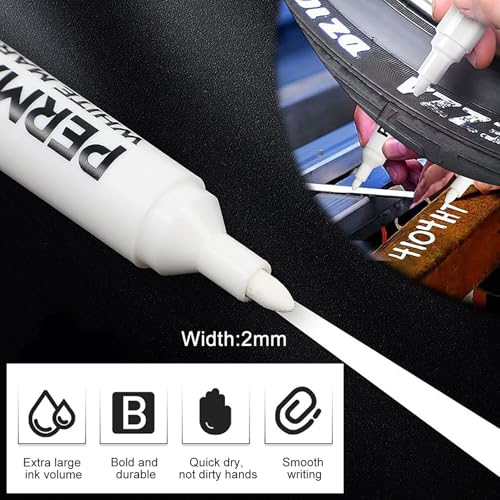 Yatrosynth 3 Stück Marker Weiß Stift, 2,0 mm Fadenbreite, Wasserfeste Weiß Stifte für Stoff, Felsmalerei, Reifen, Kunstpapier