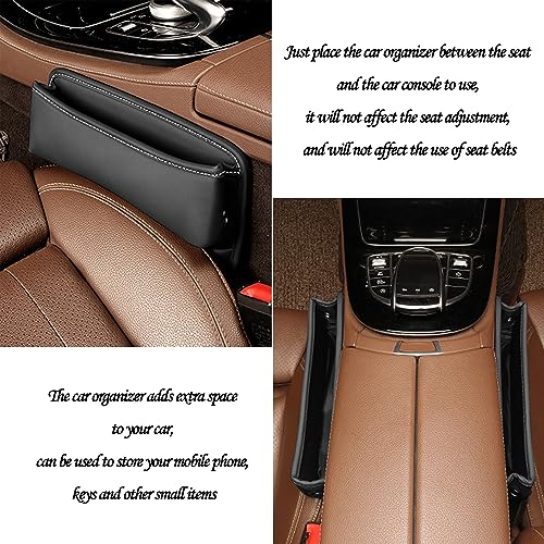 image for GVSAVY 1pcs Black Car Organizer Bag, Sewn Seat Storage Side Pocket, Ca