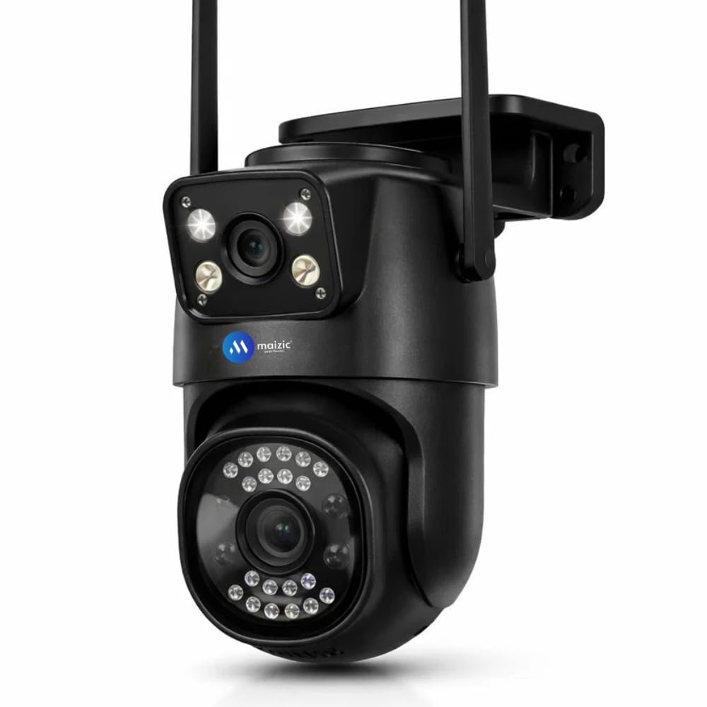 Maizic Smarthome Mini Supercam Black 4G SIM Outdoor CCTV Camera | Free SIM + 3-Month Data Plan | 5+5MP Dual Lens Dual Screen | Color Night Vision | Motion Detection | Two-Way Audio | Multi-User View