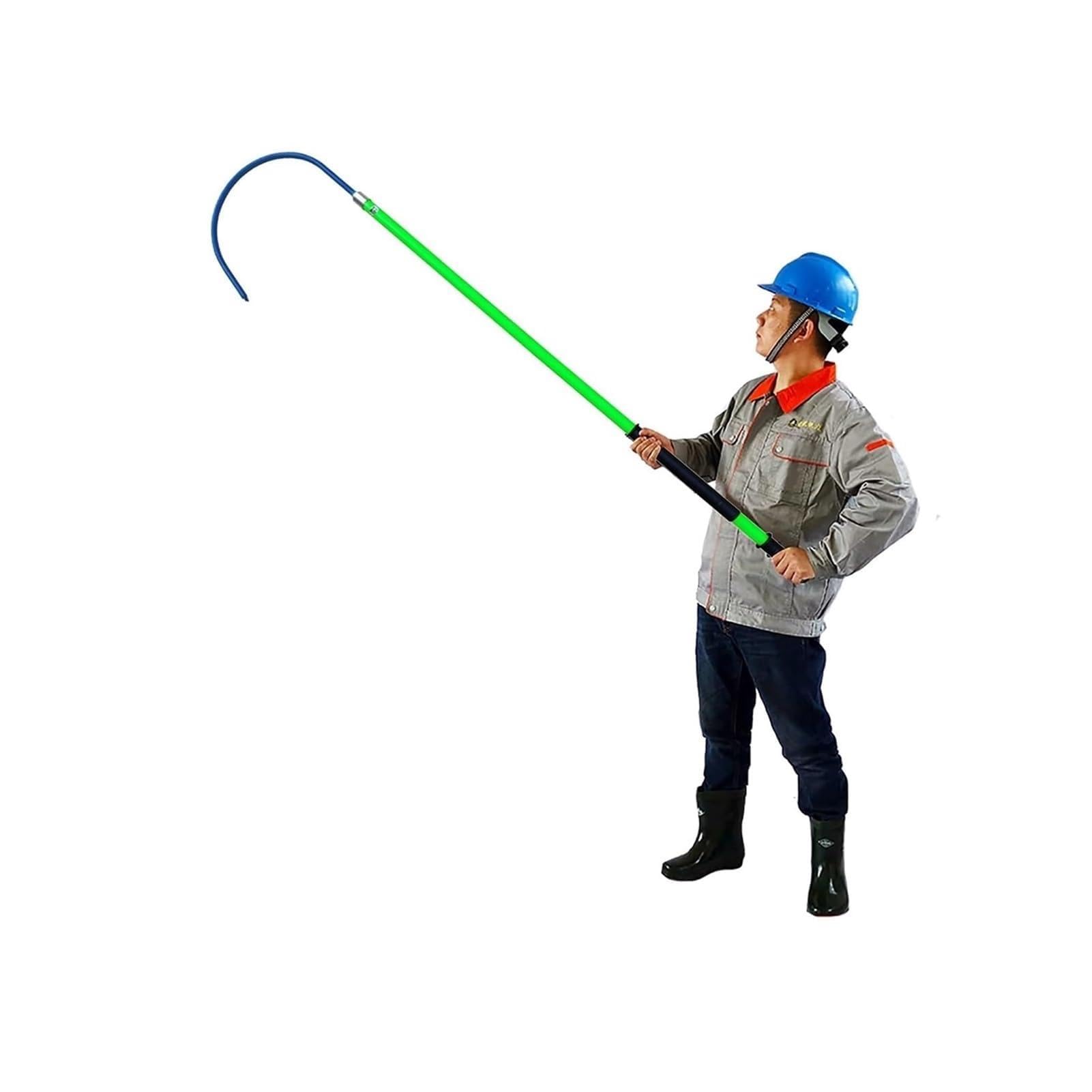 GTHTUHFD Rescue Hose With Electric Shock Protection, Insulated Rescue Hook, Rescue Pole For Firefighters, Electricians, High-Voltage Rescue Hook For Substations,Green-3m/9.8ft