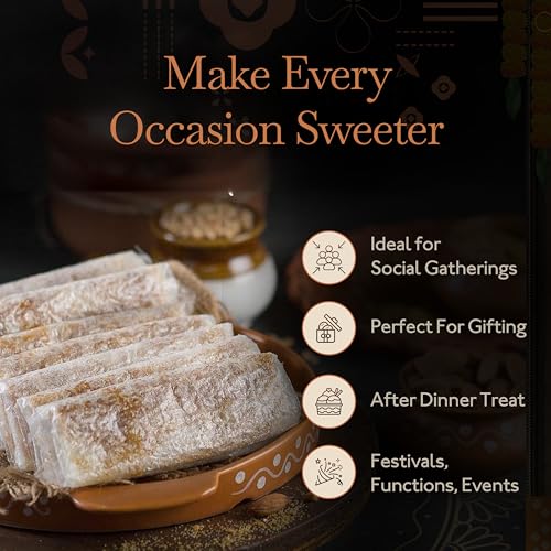 Image of Almond House You are one of us | Premium Putharekulu | No Maida,No Sugar | Healthy Snacks | South Indian Sweets | Indian Traditional Sweets | 5 Pcs (Bellam Pootharekulu)