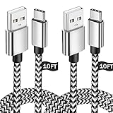 USB Type C Cable 10FT,2Pack USB C Charger Fast Charging Cord Compatible with Samsung Galaxy S9 S10 S10+ S20 Note 10 9 8 A11 A20 A21 A51 A41 A32 A71 Android Phone Charger Cable