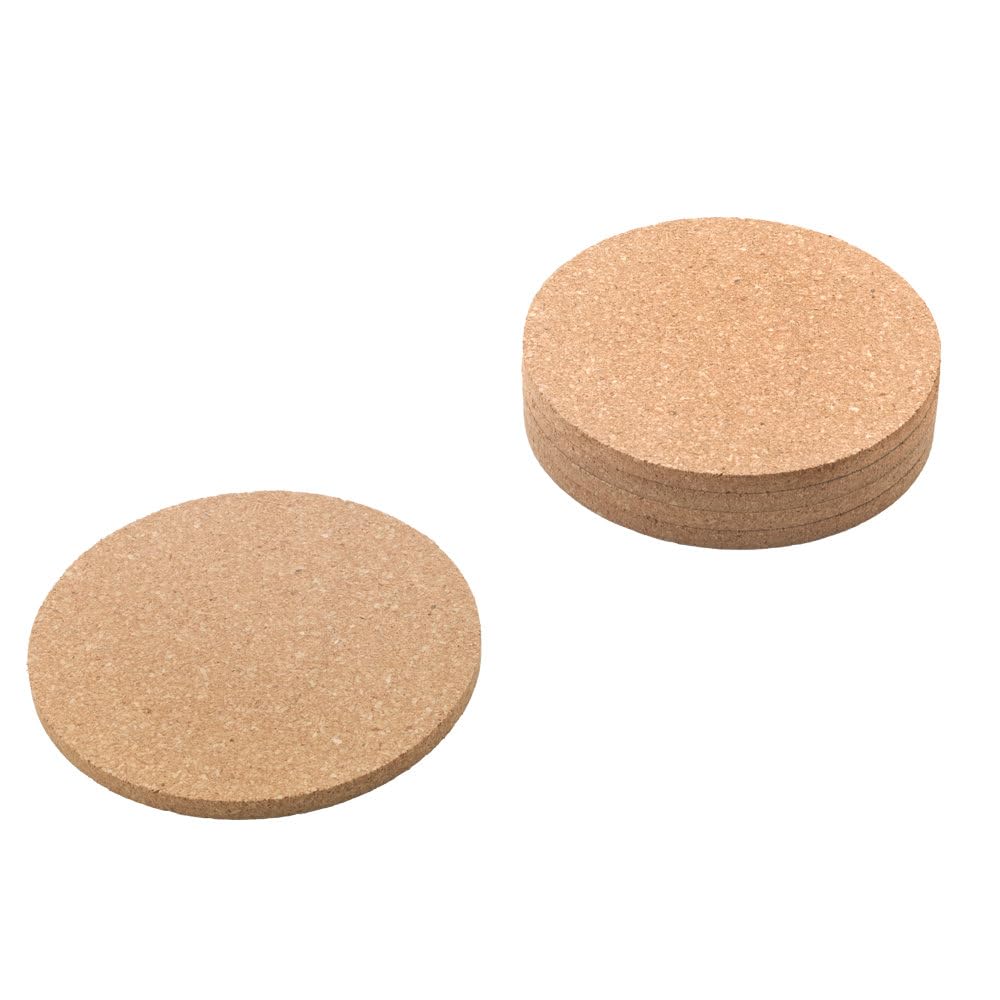 Metaltex Cork Glass Coasters Set of 6 9 cm - Elegant Protection for Table, Counter, Surfaces