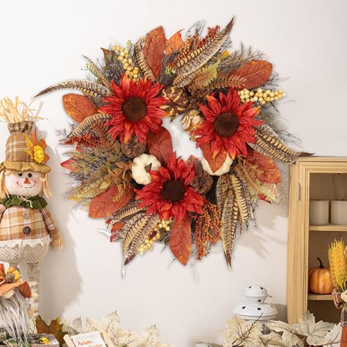 Couronnes d'automne porte entrée pour remplacer la décoration périssable - 4