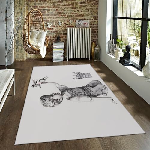 Tapis de Sol Style Banksy pour Salon Moderne et Chambre à Coucher