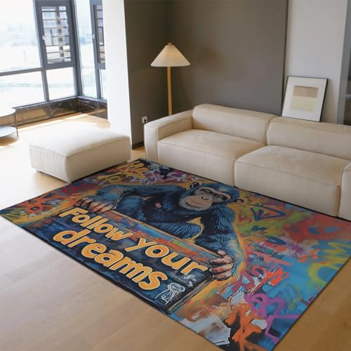 Tapis moderne d'impression animale graffiti 140x200 salon lavable machine