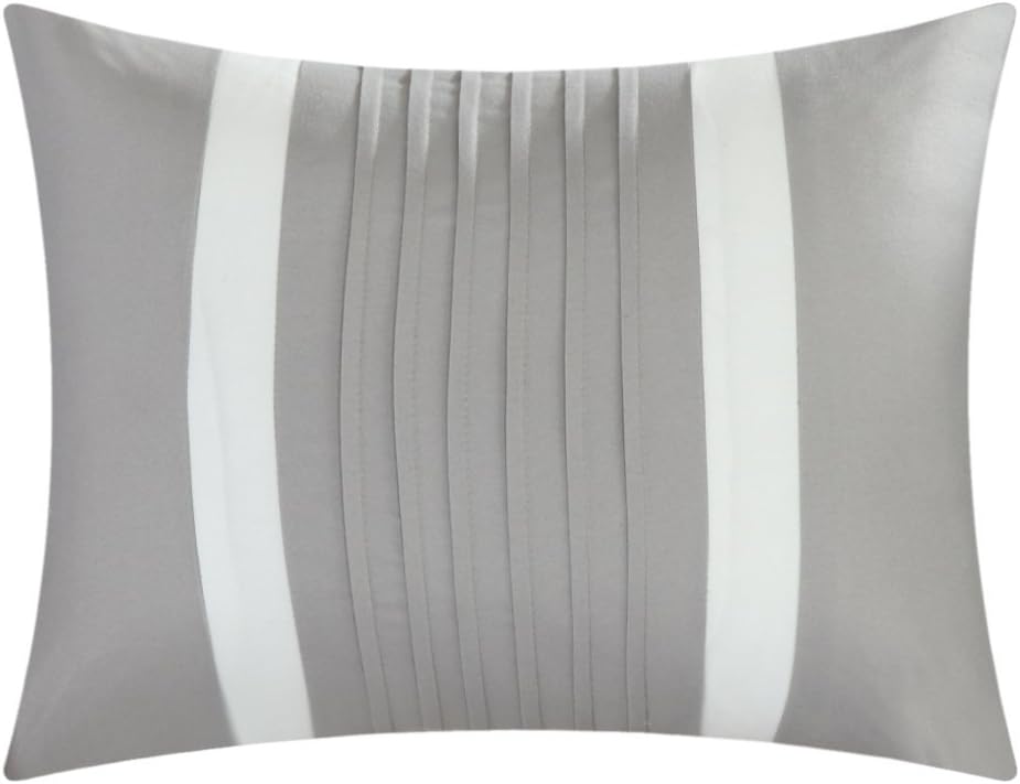 Chic Home 5 Piece Zoe Hexagon Embroidered Reversible Printed Backside Quilt Set, Queen, Grey