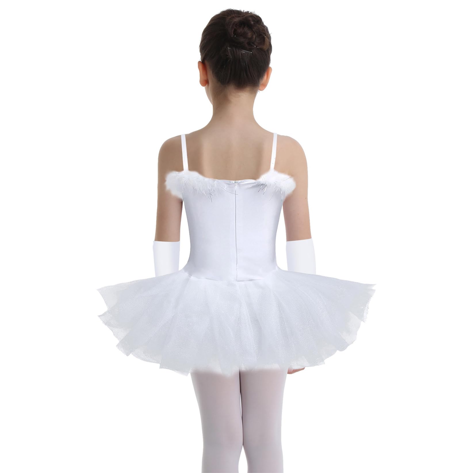 TTAO Ballettkleid Mädchen Tanzkostüm Gymnastik Trikot Tanz Kinder Ärmellos Ballett Schwan Kostüm Tutu Kleid