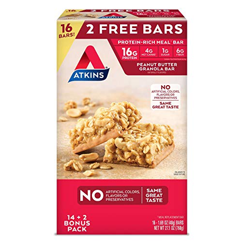 Atkins Protein-Rich Meal Bar, (.Peanut Butter Granola, 1.69 Ounce (16 Count))