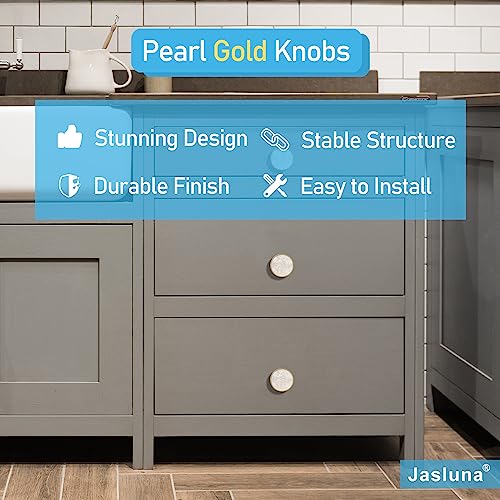 Jasluna 12-Pack Gold Knobs For Dresser Drawers, Brushed Brass Dresser Knobs Pulls, 1-1/4-Inch Knobs For Kitchen Cabinets Hardware Decorative Furniture Knobs #TOP1
