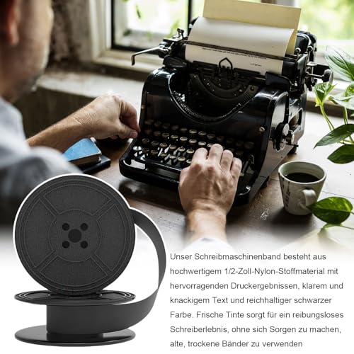 2 Stück Schreibmaschinenband, Nylon Farbband Schreibmaschine für Modellen DIN 2103 32755 und Andere Alte Schreibmaschinen, Klare und Präzise Druckergebnisse, Schwarz
