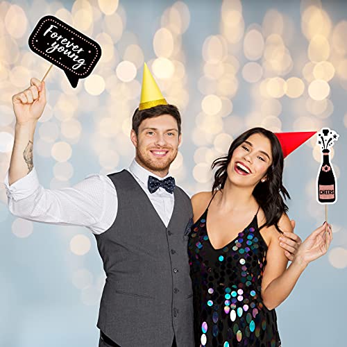 36 Pieces Rose Gold Birthday Photo Booth Props, Large Rose Gold Birthday Party Photobooth Props With Glitter For Girl Woman Birthday Parties Supplies #TOP5