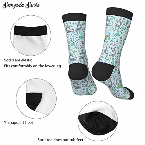 Image of Red Striped Crew Socks for Woman Size 6-8 Christmas Tree Moose Snowflake Dots Lines Girls Socks