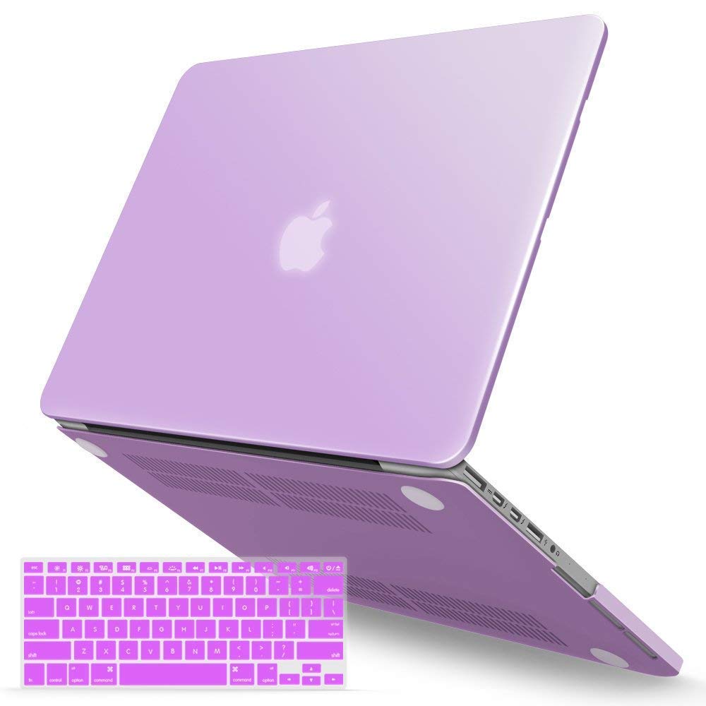 IBENZER Compatible with MacBook Pro 13 Inch Case 2012-2015, Soft Touch Hard Case Shell Cover with Keyboard Cover for Apple MacBook Pro 13 with Retina Display A1425 1502, Purple, R13PU+1B