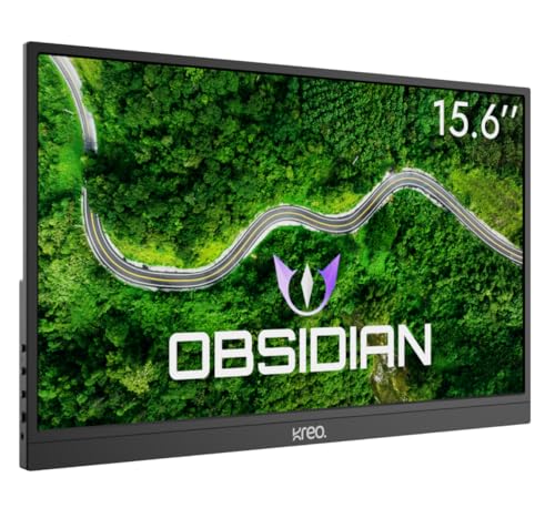 Image of Kreo Obsidian 15I60F FHD Portable Monitor | 15.6 Ich IPS Panel | 300 nits | 1000:1 Contrast | Dual USB-C + HDMI | Built-in Speakers | for Laptops, Tablets, Smartphones & Consoles